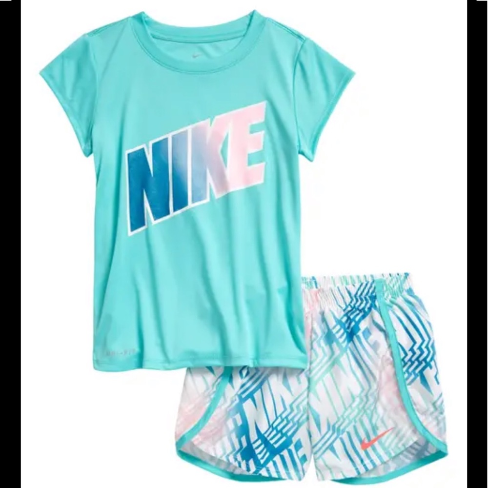 Nike Girls Rainbow Logo Tee & Short Set NWT 2T